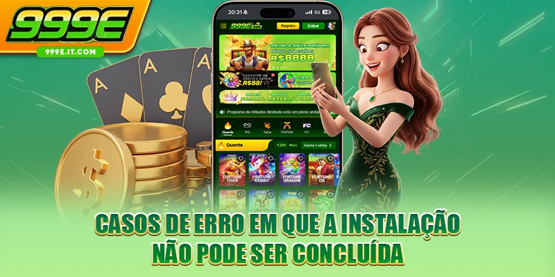 Casos de erro em que a instalação não pode ser concluída